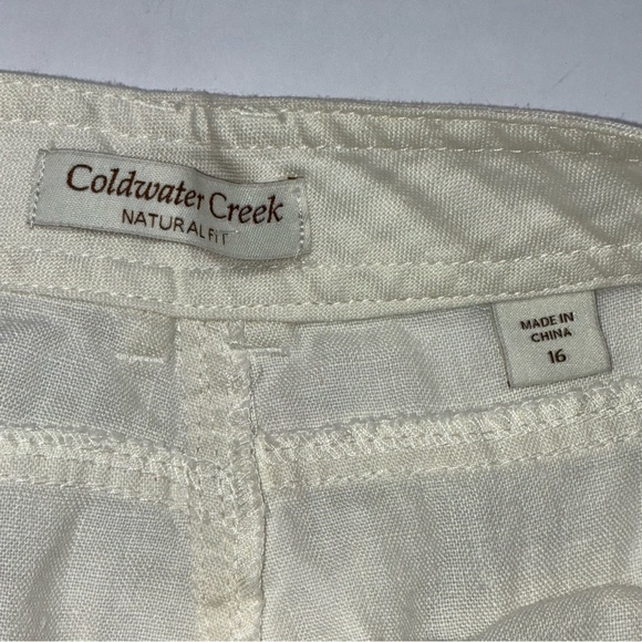 Coldwater Creek 100% Linen Shorts Ivory Size 16 
Double button, zipper - Picture 5 of 7
